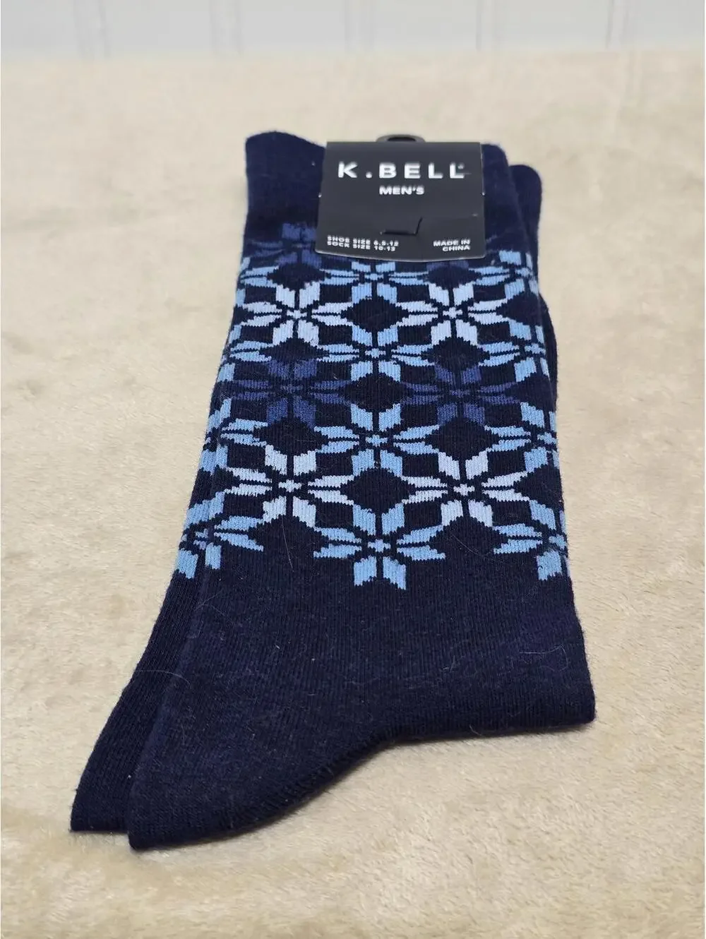 K. Bell Men's Blue Patterned Dress Socks Size 10-13